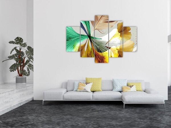 Slika - Lišće s perjem (150x105 cm)