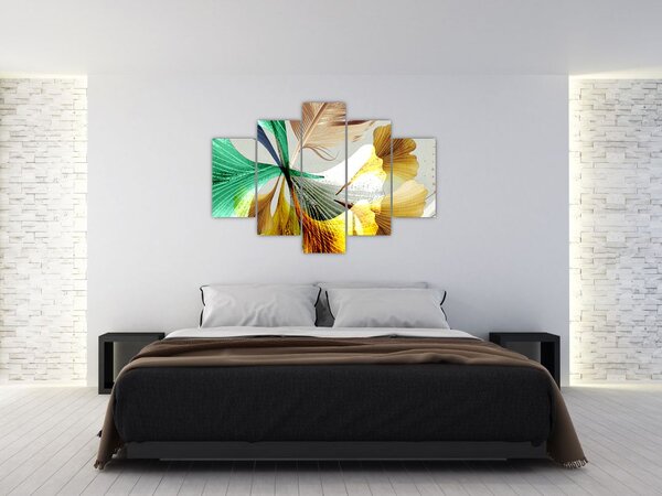 Slika - Lišće s perjem (150x105 cm)