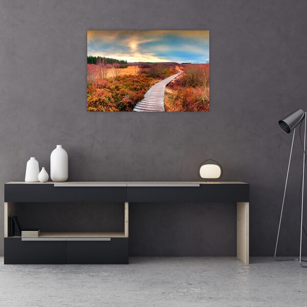 Slika - Jesenska cesta kroz krajolik (90x60 cm)