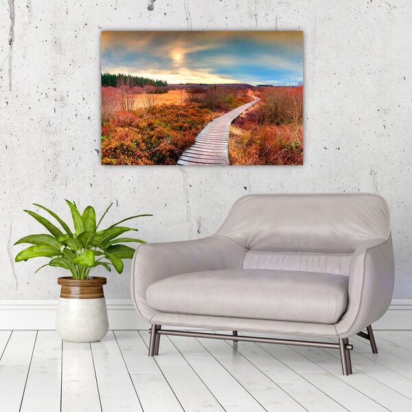 Slika - Jesenska cesta kroz krajolik (90x60 cm)