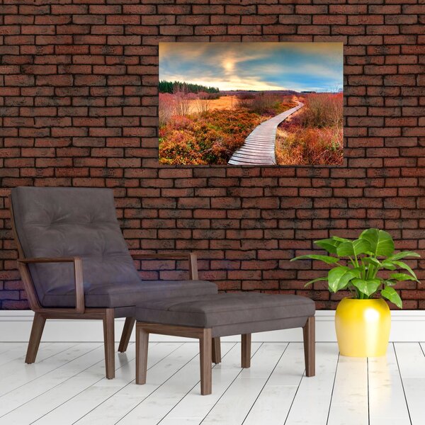 Slika - Jesenska cesta kroz krajolik (90x60 cm)
