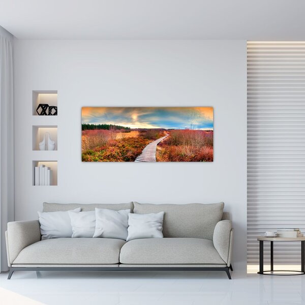 Slika - Jesenska cesta kroz krajolik (120x50 cm)