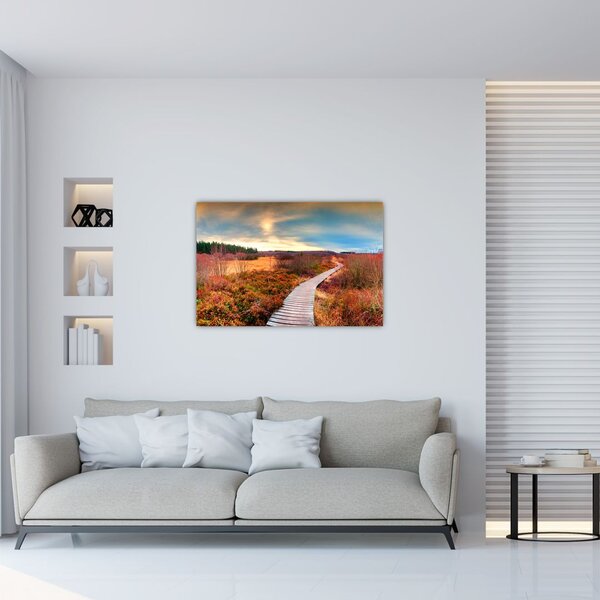 Slika - Jesenska cesta kroz krajolik (90x60 cm)