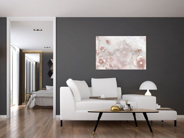Slika - Ružičasto cvijeće (90x60 cm)