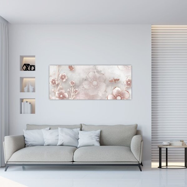 Slika - Ružičasto cvijeće (120x50 cm)