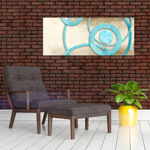 Slika - Plavi krugovi na akvarelu (120x50 cm)