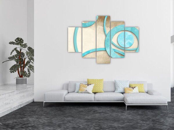 Slika - Plavi krugovi na akvarelu (150x105 cm)