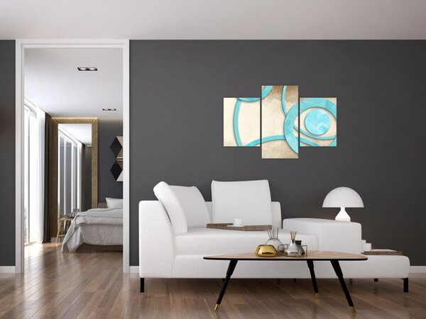 Slika - Plavi krugovi na akvarelu (90x60 cm)