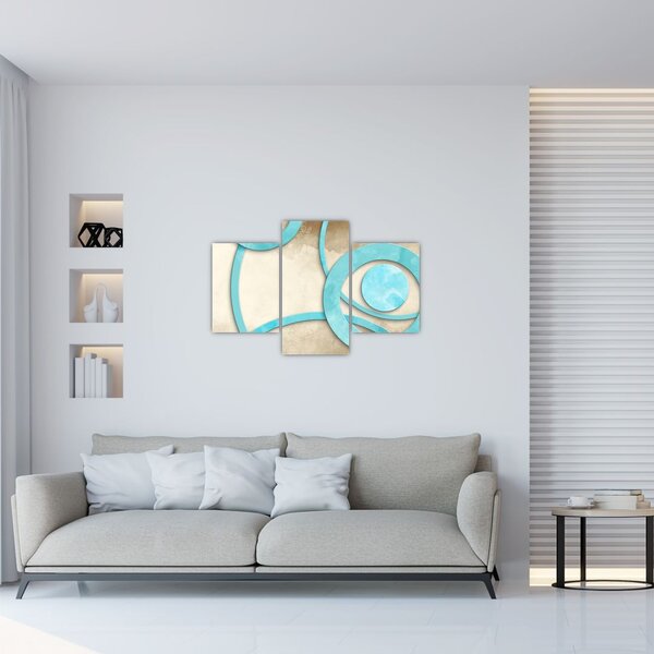Slika - Plavi krugovi na akvarelu (90x60 cm)