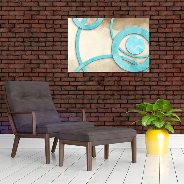 Slika - Plavi krugovi na akvarelu (90x60 cm)