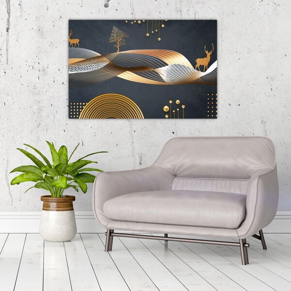 Slika - Grafika s jelenom (90x60 cm)