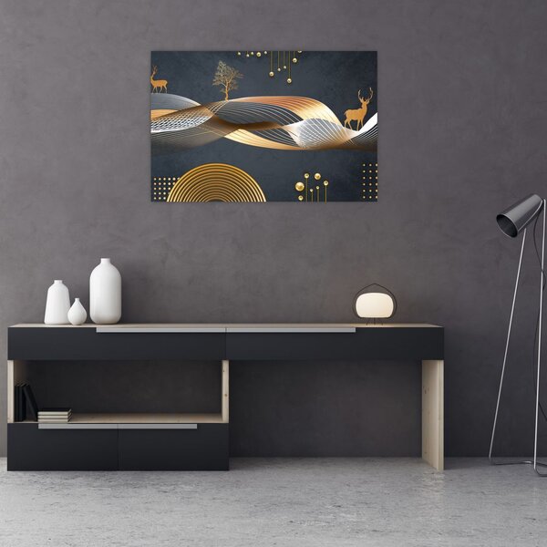 Slika - Grafika s jelenom (90x60 cm)