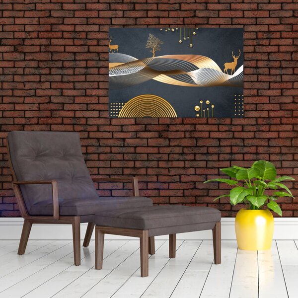 Slika - Grafika s jelenom (90x60 cm)