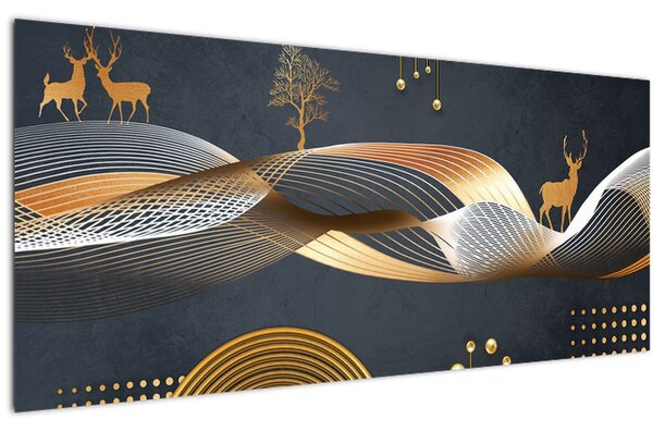 Slika - Grafika s jelenom (120x50 cm)