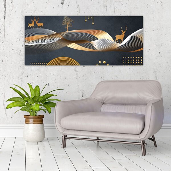 Slika - Grafika s jelenom (120x50 cm)