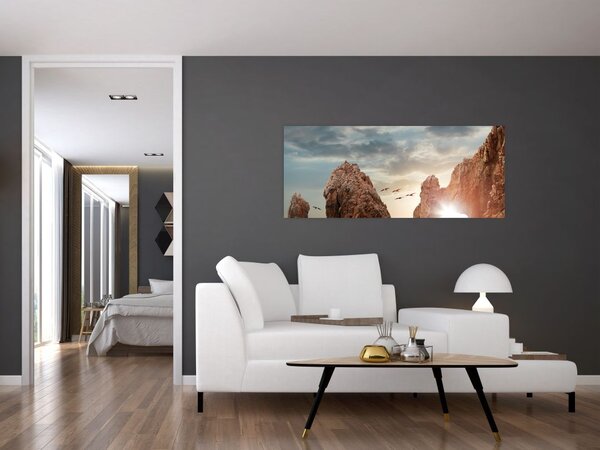 Slika - Zalazak sunca nad liticama (120x50 cm)