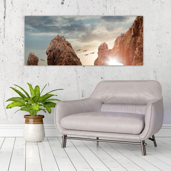Slika - Zalazak sunca nad liticama (120x50 cm)