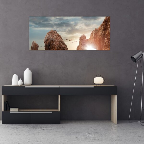 Slika - Zalazak sunca nad liticama (120x50 cm)