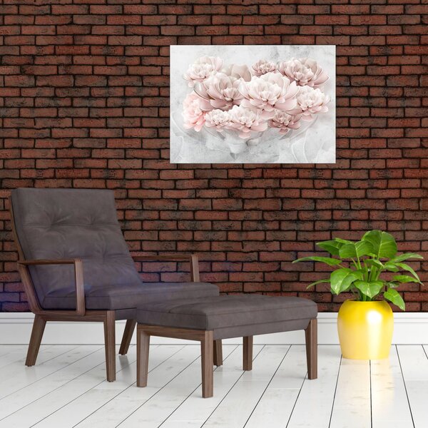 Slika - Ružičasto cvijeće na zidu (70x50 cm)