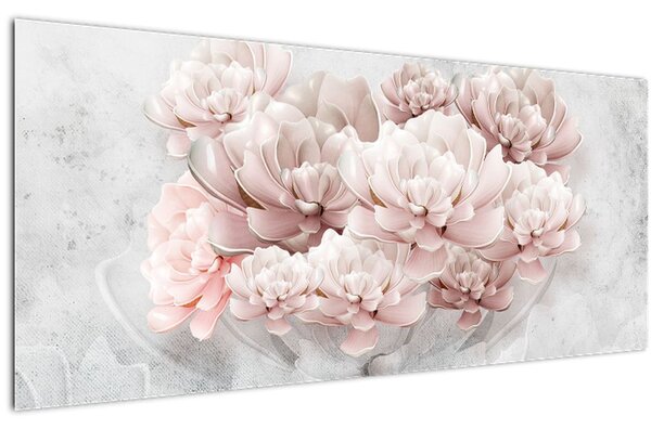 Slika - Ružičasto cvijeće na zidu (120x50 cm)