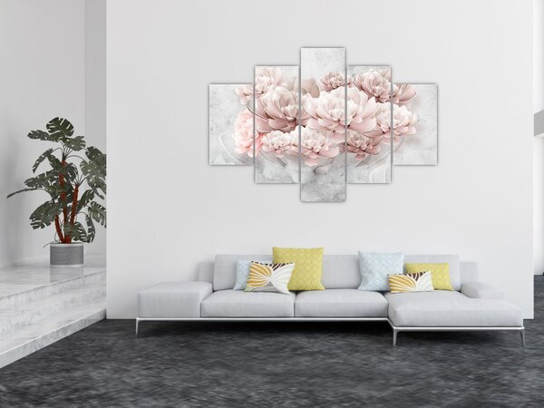 Slika - Ružičasto cvijeće na zidu (150x105 cm)