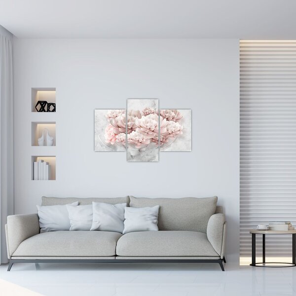 Slika - Ružičasto cvijeće na zidu (90x60 cm)