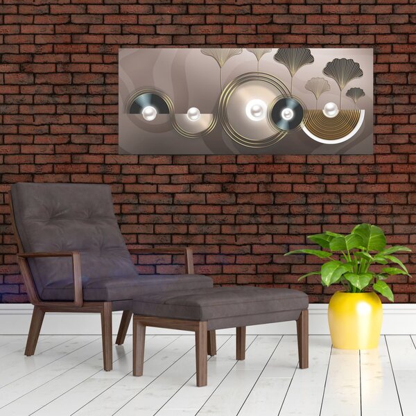 Slika -Zlatnosmeđa apstrakcija (120x50 cm)