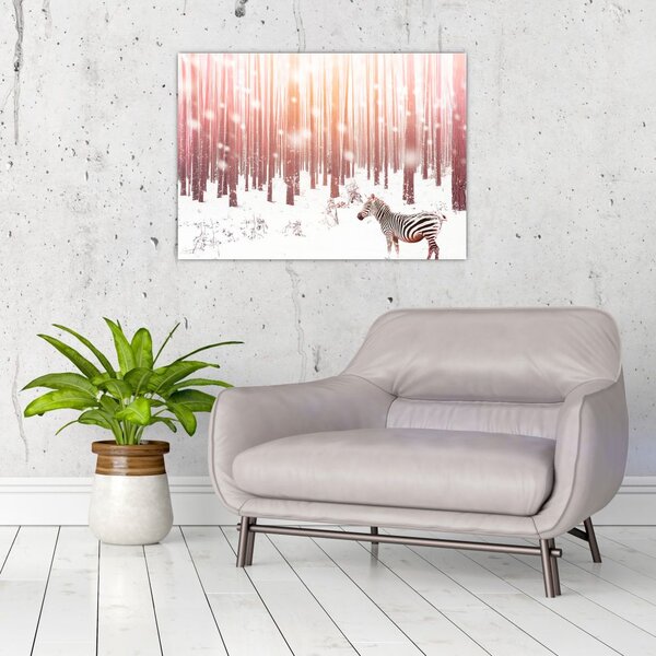 Slika - Zebra u snježnoj šumi (70x50 cm)