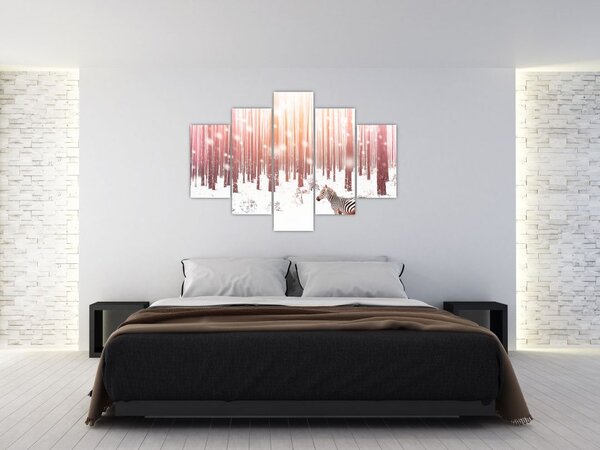 Slika - Zebra u snježnoj šumi (150x105 cm)