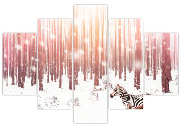 Slika - Zebra u snježnoj šumi (150x105 cm)