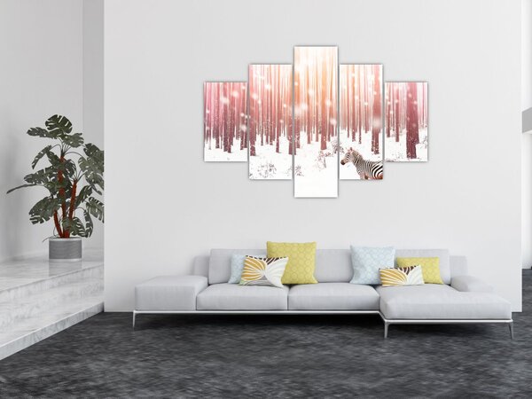 Slika - Zebra u snježnoj šumi (150x105 cm)