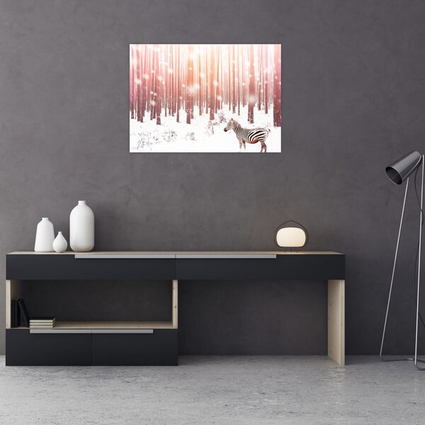 Slika - Zebra u snježnoj šumi (70x50 cm)