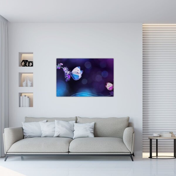Slika - Leptiri na lavandi (90x60 cm)