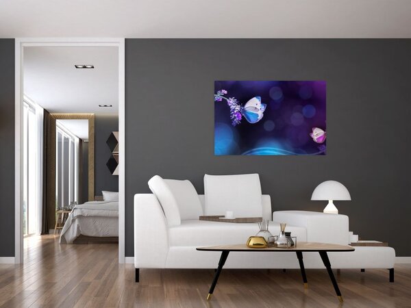 Slika - Leptiri na lavandi (90x60 cm)