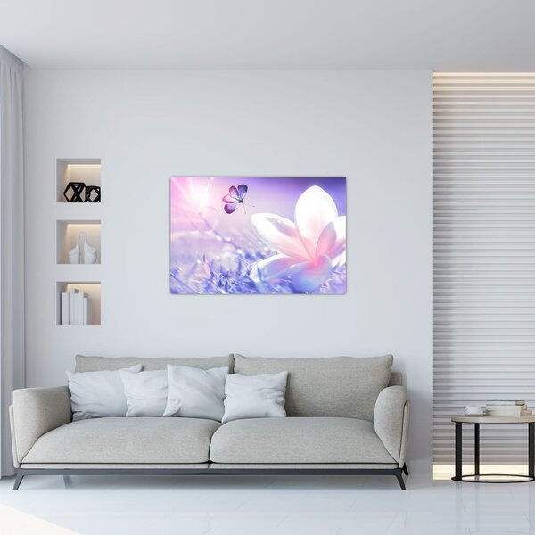 Slika - Leptir slijeće na cvijet (90x60 cm)