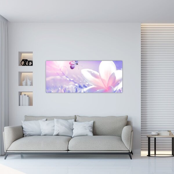 Slika - Leptir slijeće na cvijet (120x50 cm)