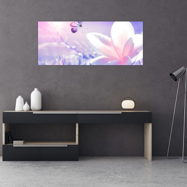 Slika - Leptir slijeće na cvijet (120x50 cm)