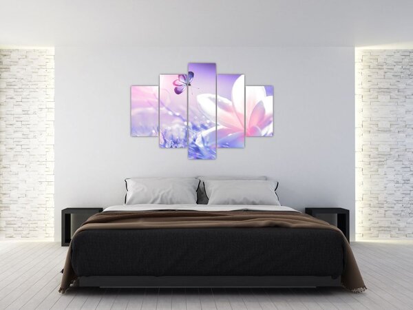 Slika - Leptir slijeće na cvijet (150x105 cm)