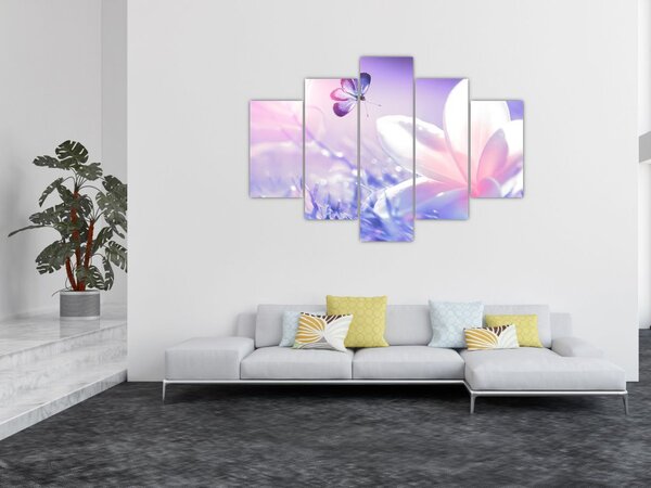 Slika - Leptir slijeće na cvijet (150x105 cm)