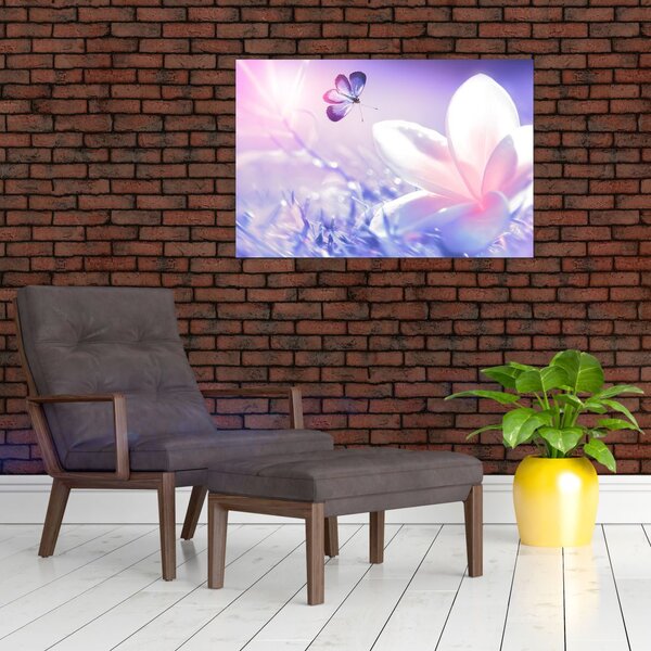 Slika - Leptir slijeće na cvijet (90x60 cm)