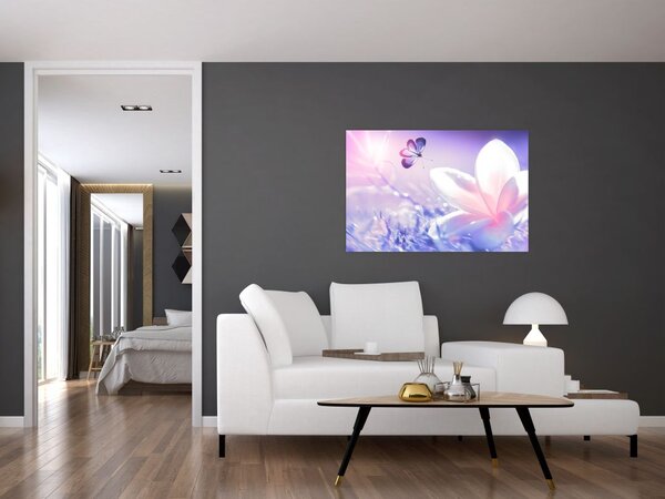 Slika - Leptir slijeće na cvijet (90x60 cm)