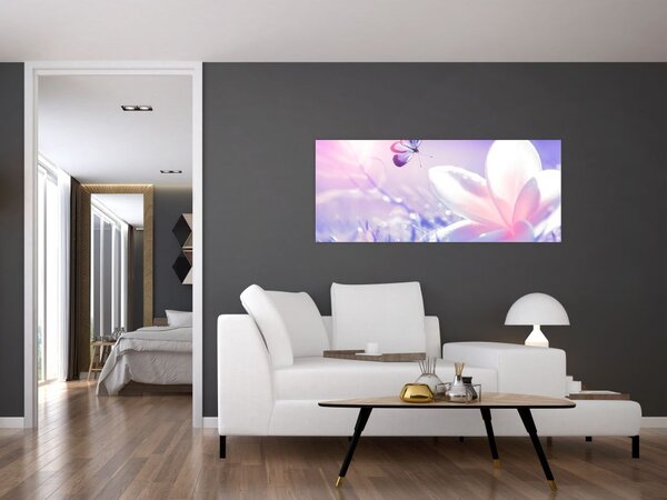 Slika - Leptir slijeće na cvijet (120x50 cm)