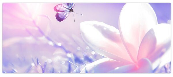 Slika - Leptir slijeće na cvijet (120x50 cm)