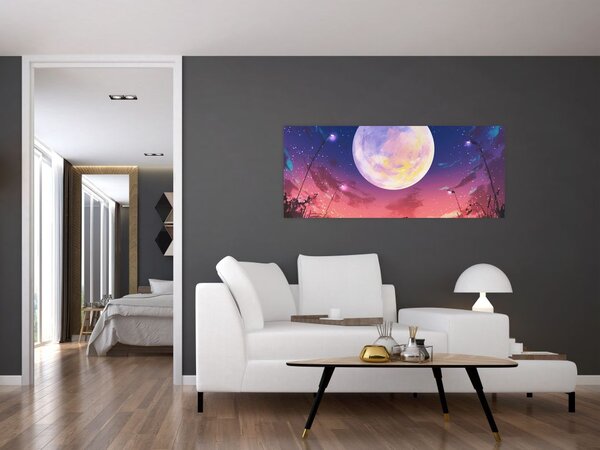 Slika - Žena i pas na mjesečini (120x50 cm)
