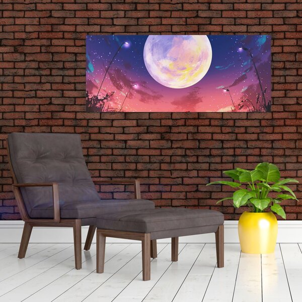 Slika - Žena i pas na mjesečini (120x50 cm)