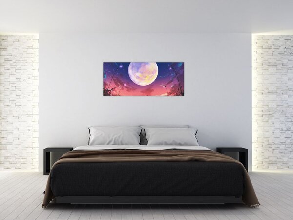 Slika - Žena i pas na mjesečini (120x50 cm)