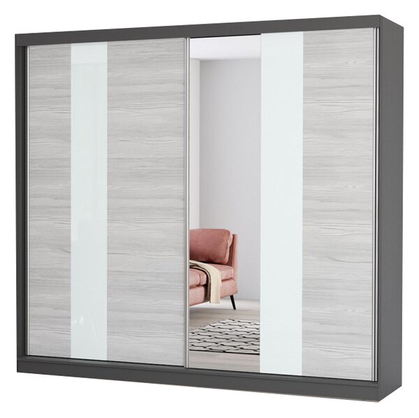 Zondo Ormar za garderobu Mebur 32 230 (grafit + kathult + bijelo staklo + ogledalo). 1014217