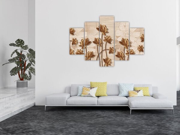 Slika apstrakcije cvijeta - smeđa (150x105 cm)