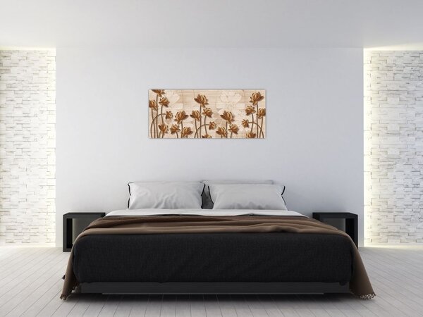 Slika apstrakcije cvijeta - smeđa (120x50 cm)
