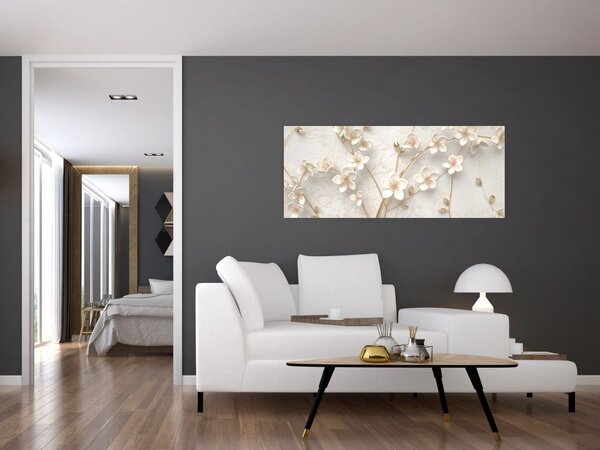 Slika - Zlatni cvijet - apstrakcija (120x50 cm)